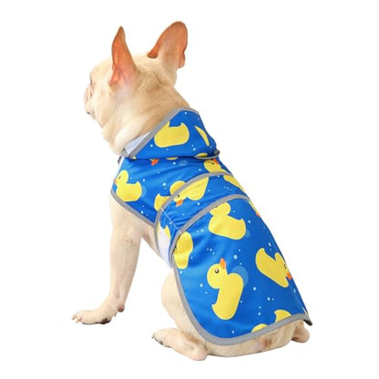 Dog Raincoat for Medium Dogs Waterproof Jacket Hooded Rain Coats with Reflective Strips Leash Hole & Poncho Adjustable Fit (ShinyDuck,M) - color: A. Ducks, size: Medium
