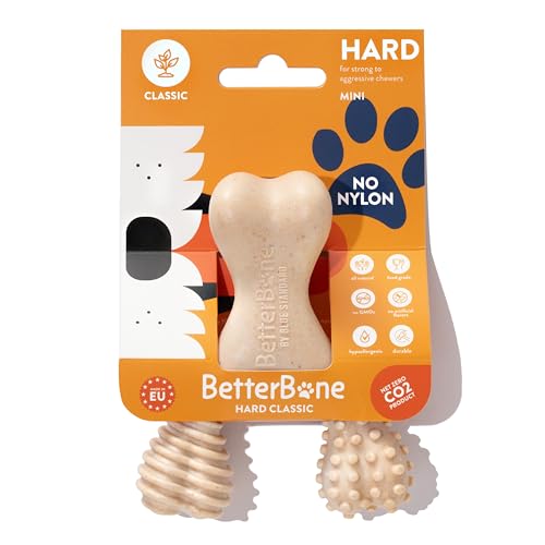 BetterBone - Hard Density - Ideal for Strong to Aggressive Chewers - All-Natural, Nylon-Free Dog Chew Toys - Non-Toxic, Promotes Dental Health, Splinter-Resistant, Sustainably Made - size: Mini