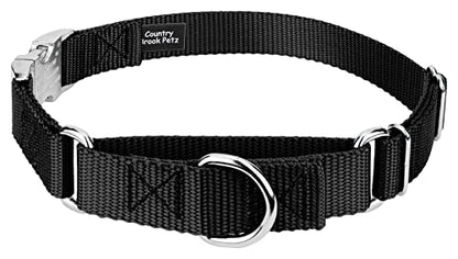 Country Brook Petz - Martingale Dog Collar - Heavy Duty Nylon Adjustable Martingale Dog Collar with Premium Buckle for Small Medium Large Breeds (5/8 Inch, Extra Small, Black) - color: Black, size: Extra Small (Pack of 1)