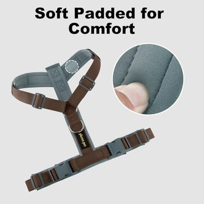Plutus Pet No Pull Dog Harness, Adjustable Nylon Harness with Soft Padding, Reflective and Heavy Duty Dog Harness for Small, Medium, Large Dogs(Chocolate, M) - color: Chocolate, size: M