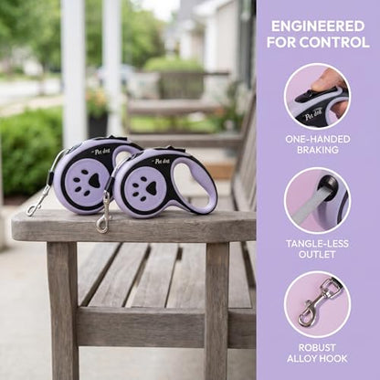 2Pack Retractable Dog Leash for Small Medium Dogs One-Click Brake & Lock Anti-Slip Ergonomic Handle 360° Tangle-Free Zinc Alloy Hook Durable ABS Casing-9.84feet Black - color: Black, size: 2