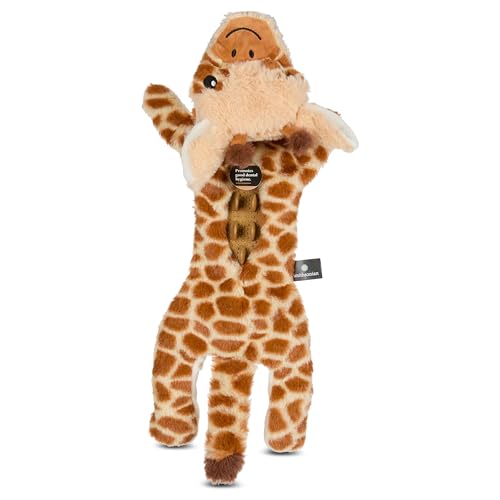 Smithsonian Longamals Giraffe Plush Dog Toy – 20" Crinkle & Squeaky, Stuffing-Free Interactive Tug Toy for Medium & Large Dogs - color: Giraffe, size: 20"