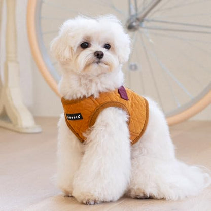 Puppia Irvin Vest Dog Harness Step-in Warm Winter Diamond Pattern for Small and Medium Dog, Mustard, Small - color: Mustard, size: Small
