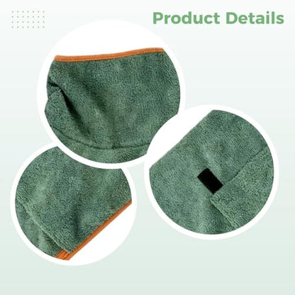 BOSREROY Dog Towel Robe, L Green, Fast Drying Coat for 27-38 Lbs Dogs, 12.5-17.5 Kg Pet Bathrobe, Super Absorbent Microfiber