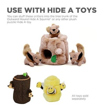 Outward Hound Nina Ottosson Plush Replacement Chipmunk Toys for Snuffle N' Treat Dog Ball Puzzle - 3 Pack - color: Extra Chipmunks (Brown)