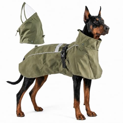 Waterproof Dog Rain Coat, Breathable Windproof Dog Raincoat with Adjustable Strip, Leash Port, Removable Hood, Reflective Full-Body Coverage Pet Poncho | Small Dogs, Green (Large) - size: L-Fit for 6 to 12 pounds