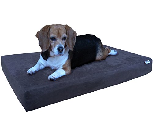 Dogbed4less Orthopedic Gel Cooling Memory Foam Dog Bed with Waterproof Liner and External Washable Suede Cover for Small to Medium Pet - color: Microsuede in Espresso, size: Medium 35" Length X 20" Width