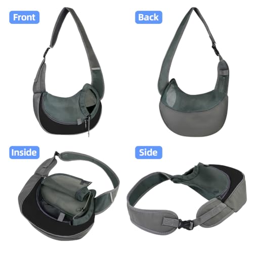 Dog Sling Carrier, Mesh Breathable Puppy Sling with Soft Adjustable Widen Padded Strap, Hand-Free Dog Purse Carriers for Small Dogs Cats, Pet Carrier Backpack for Travel Outdoor, Black - color: Single Bag-Black-Large