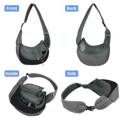 Dog Sling Carrier, Mesh Breathable Puppy Sling with Soft Adjustable Widen Padded Strap, Hand-Free Dog Purse Carriers for Small Dogs Cats, Pet Carrier Backpack for Travel Outdoor, Black - color: Single Bag-Black-Large