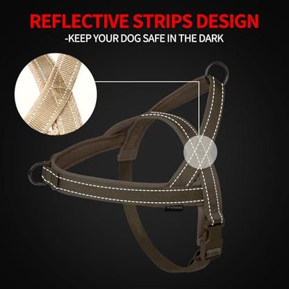 No Pull Dog Harness and Leash Set-Reflective Vest with Handle&5FT Dog Leash with Car Seatbelt Clip,Breathable Mesh&Quick Fit Dog Harness Easy for Medium Large Dogs Training Walking(Brown,XL) - color: Reflective-Brown, size: XL:Belly Chest-30.6''-39.2''