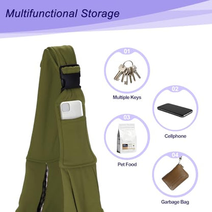 Dog and Cat Sling Carrier Up to 16.5 Lbs, Hand-Free Reversible Pet Sling Carrier with Adjustable Strap and Pocket, (Army Green, 1 Pcs) Intended for Hiking/Camping/Traveling - color: Army Green