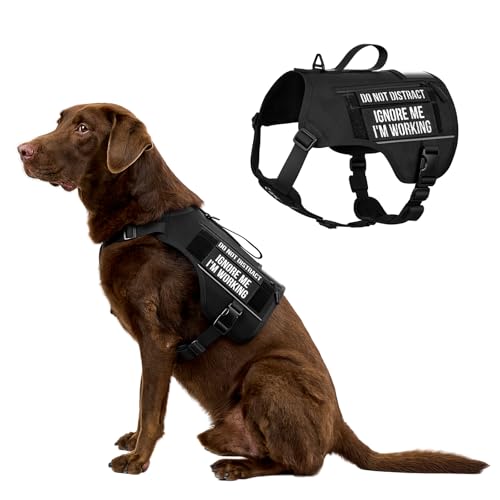 OneTigris Sentinel Pink Service Dog Vest with Patches, Reflective Lightweight Service Dog Harness with Pockets for Medium Large Dogs (Black, M: Neck 16-23", Chest 24-32") - color: Black, size: M: Neck 16-23", Chest 24-32"