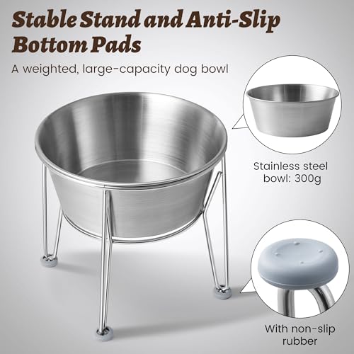 Elevated Dog Bowls for Large & Medium Dogs - Stainless Steel 64oz/8 Cup Raised Feeder with Non-Slip Base, Dual Food & Water Bowls 2-Pack - color: Raised Bowl, size: 8 Cups