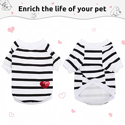 Pet Dog Striped T-Shirt Dogs Cats Cotton Vest Spring Summer Pet Apparel Tee Shirt Suitable for Small and Medium Large Pets French Bulldog Bichon - color: White, size: X-Small