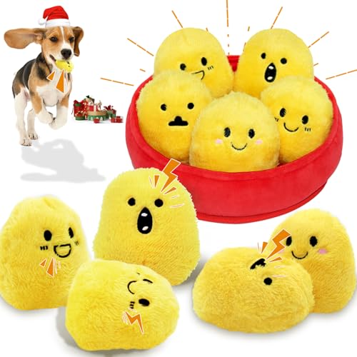 YZHDUXIU Dog Squeak Toys, 6 Pack Chicken Nugget Dogs Push Toys Interactive Puppy Toys Bark Box Toys Dog Chicken Toy to Keep Them Busy - color: Yelllow Chicken Nugget