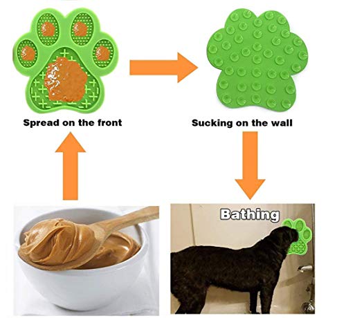 Dog Licking Mat for Anxiet Peanut Butter Slow Feeder Bowls Licking Pad with Strong Suction to Wall for Pet Bathing,Grooming,and Training (Green) - color: Green-mat