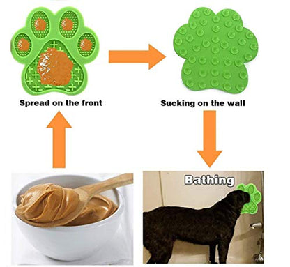 Dog Licking Mat for Anxiet Peanut Butter Slow Feeder Bowls Licking Pad with Strong Suction to Wall for Pet Bathing,Grooming,and Training (Green) - color: Green-mat