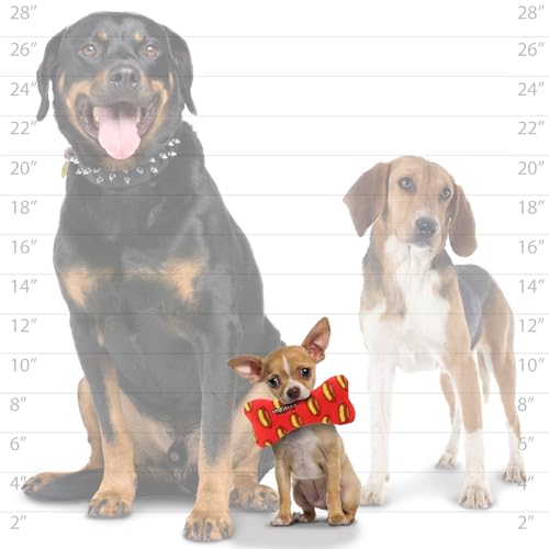 MIGHTY Tuffy 2 Pack Bone Dog Toy: Ultra Durable Plush Toy with Multiple Layers & Reinforced Seams, Washable and Floats, Vinyl Bone & Fleece - color: 2PK Red Medium Bone