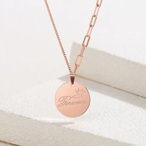 TSJ Stamping Blanks Round Metal Charms 10 PCS, Stainless Steel Blank Stamping Tags with Hole, 1 Inch (25mm) Rose Gold Punched Circle Disc