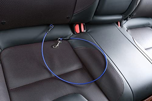 Mogoko Pet Dog Car Seat Belt Restraint, Coated Stainless Steel Chew Proof Dog Vehicle Safety Tether Cable, Double Clip No-Chew Pet Car Leash Lead-31 Inch - color: Blue, size: 31 inches