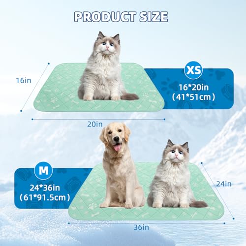 Homimp Self-Cooling Mat for Dogs,6 Pack Washable Cooling Mat & Sleeping Pad,Reusable Waterproof Dog Pee Pads,Non-Toxic,Non-Slip Potty Pads for Whelping Litter Mat Puppy Supplies in Summer,16"x20"