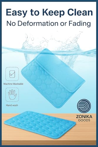 Blue Cooling Mat & Sleeping Pad | Water Absorption | Safe Materials | Easy Carry & Clean | Ideal Cooling Pad for Dogs and Cats | Perfect for Camping, Crates, and Pet Beds | 19.7"L x 15.7"W x 0.8"Th - size: Small