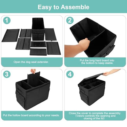 Dog Seat Extender for Dogs up to 200lbs, Dog Back Seat with Storage Pockets, Collapsible Front and Backseat Extender for Large, Medium and Small Dogs - color: Black