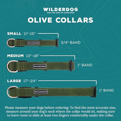 Wilderdog Waterproof Dog Collar- Repels Water & Dirt - Large 17"-24" - Olive - color: Olive, size: Large