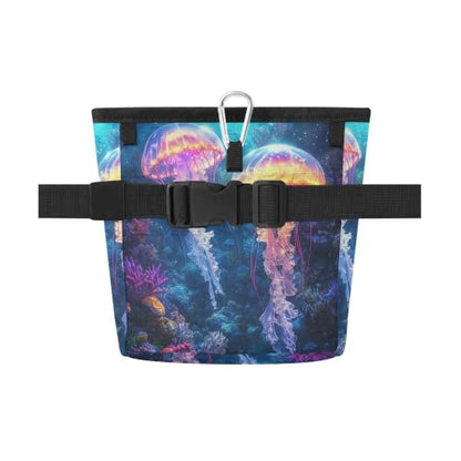Jellyfish Water-Resistant Dog Treat Pouch, 3 Ways to Wear Treat Bag with Magnetic Closure & Reflective Strip, Hands-Free for Pet Training, Walking