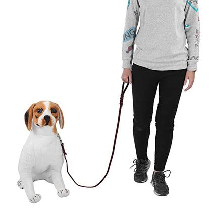 SUNGOOYUE Dog Lead Leash Leather Training Safety Rope 1.6m Padded Handle Lobster Clasp for Walking Running Hiking Medium Dogs (The Material Length is 1.5 Meters and the net) - size: The material length is 1.5 meters and the net