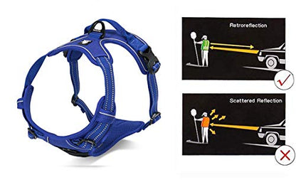 JUXZH Truelove No Pull Dog Harness with Easy Control Handle and 2 Leash Attachments,Reflective Adjustable Pet Vest - color: Royal Blue, size: Medium (Pack of 1)