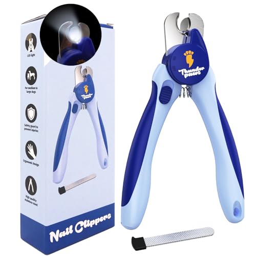 LED Dog Nail Clippers with Light Illumination, Trimmers with Protective Guard, Safety Lock and Nail File - Suitable for Large and Small Dogs & Cats (Blue) - color: Blue, size: Medium-Large (LED)