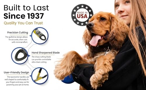 Resco Deluxe Dog Nail Clippers for Large Dogs - Professional USA-Made Guillotine Trimmer - Heavy Duty Steel, Yellow - size: Large Clipper