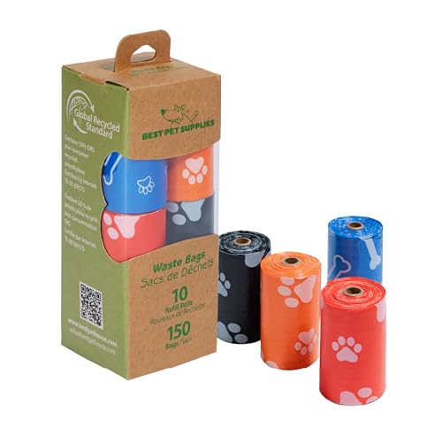 Best Pet Supplies Dog Poop Bags for Waste Refuse Cleanup, Doggy Roll Replacements for Outdoor Puppy Walking and Travel, Leak Proof and Tear Resistant, Thick Plastic - Assorted (Scented), 150 Bags - color: GRS Assorted Colors, size: 150 Bags
