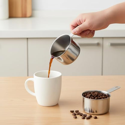 2 Pcs 1 Cup Stainless Steel Measuring Cup, Metal Measuring Cups (250ml, 8oz) Kitchen Gadgets Measure Scoop Dog Food Scoop for Wet and Dry Ingredients, Cooking, Baking, Dishwasher Safe - size: 1 Cup