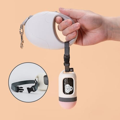 SVD.PET Dog Poop Bag Dispenser, Retractable Dog Waste Bag Holder for Leash, Pet Poop Bag Holder with 15 Bags, Dog Walking Accessory (White/Pink) - color: White/Pink