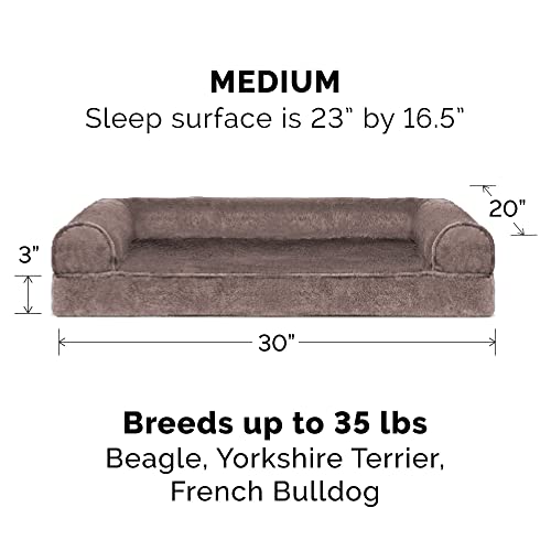 Furhaven Replacement Dog Bed Cover Faux Fur & Velvet Sofa-Style, Machine Washable - Driftwood Brown, Medium - color: (Faux Fur & Velvet) Driftwood Brown, size: Medium