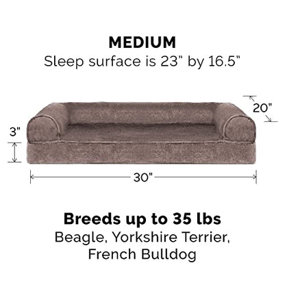 Furhaven Replacement Dog Bed Cover Faux Fur & Velvet Sofa-Style, Machine Washable - Driftwood Brown, Medium - color: (Faux Fur & Velvet) Driftwood Brown, size: Medium