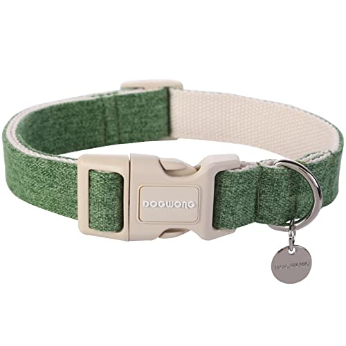 DOGWONG Cotton Hemp Dog Collar, Heavy-Duty Green Dog Collar Adjustable Soft Natural Fabric Pet Dog Collar Cute Wedding Puppy Necklace for Small Medium Large Dogs - color: A: Green, size: X-Small