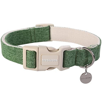 DOGWONG Cotton Hemp Dog Collar, Heavy-Duty Green Dog Collar Adjustable Soft Natural Fabric Pet Dog Collar Cute Wedding Puppy Necklace for Small Medium Large Dogs - color: A: Green, size: X-Small