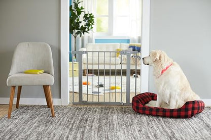 Safety 1st Easy Install Baby Gate for Doorways, Auto-Close Pressure-Mounted Magnetic Latch, Indoor Dog Gates, No Drilling, Fits 29"-38", Grey - color: Gray
