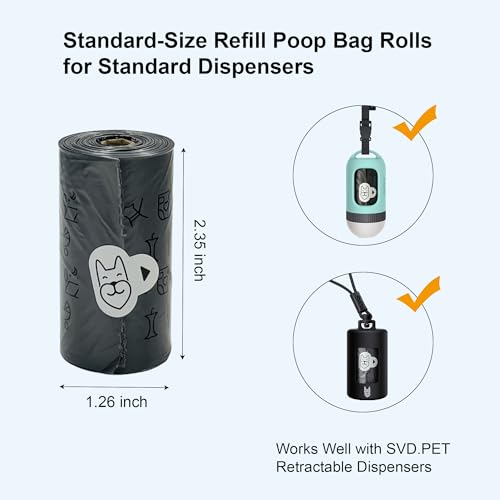 SVD.PET Dog Poop Bags Rolls, 900 Bags with Waste Bag Holder, 100% Leak-Proof, Unscented Dog Bags for Poop, Pet Waste Bag Refill Rolls - color: Gray (900 Poop Bags)