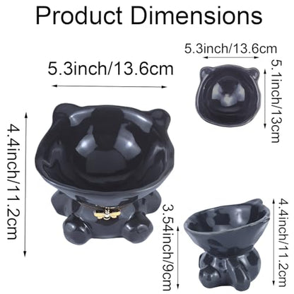Cat Bowl Elevated Cat Bowls Whisker Friendly Cute Ceramic Tilted Food Bowls for Indoor Cats 5.4 Inch Wide 15° Raised Kitten Supplies Dishwasher and Microwave Safe Gray Cats Water Bowl - color: Grey Ceramic Cat Food Bowl