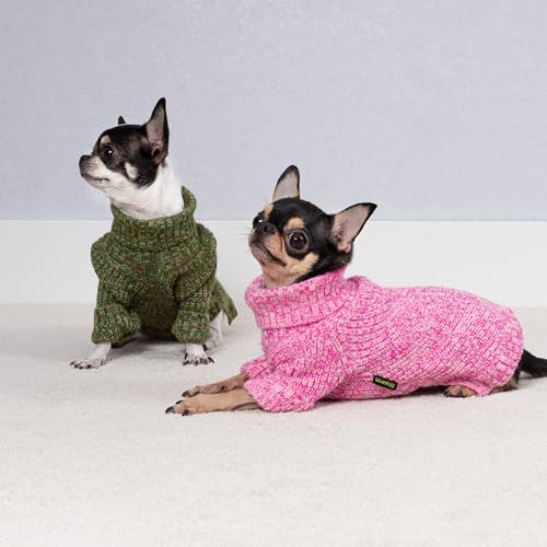 Fitwarm Knitted Turtleneck Dog Sweater, Cozy Dog Winter Clothes for Small Dogs Girl, Holiday Pet Outfit, Heather Pink, Small - color: Heather Pink, size: Small