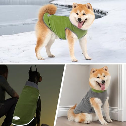 cyeollo 2 Pack Dog Sweater Fleece Vest Dog Sweatshirt Reflective Lightweight Doggie Clothes for Small Dogs Boy Girl Pet Apparel, Grass Green & Grey M - color: Grass Green & Grey, size: Medium