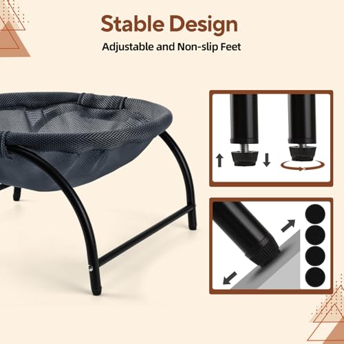 LIFLIX Raised Cat Hammock Bed, Standing Cat Cot with Washable Mesh, Pet Bed for for Kittens,Dark Blue - color: Dark Blue