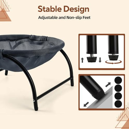 LIFLIX Raised Cat Hammock Bed, Standing Cat Cot with Washable Mesh, Pet Bed for for Kittens,Dark Blue - color: Dark Blue