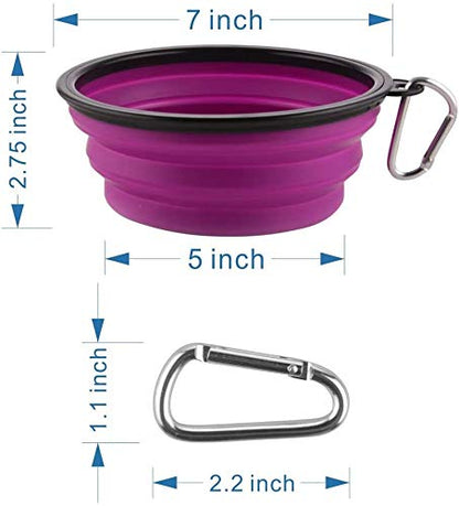 Large Collapsible Dog Bowls, 34oz Travel Water Food Bowls Portable Foldable Collapse Dishes with Carabiner Clip, 2 Pack (Purple+Red) - color: 34oz-Purple&Red