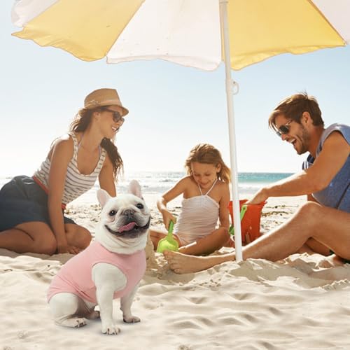 MIHACHI Dog Shirts Cotton Striped T-Shirt, Summer Pet Clothes for Small Dogs, 2-Pack Soft Puppy Apparel Cat Tee, Sleeveless Lightweight, Quick Dry, Breathable,Stretchy, Pink M - color: Pink, size: Medium