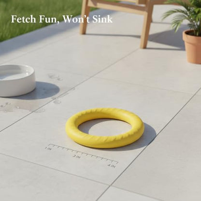 Easy-Grab Floating Dog Disc, Soft EVA Foam Flying Toy for Water Fetch, Yellow - size: 3.94 x 3.94 x 1.18 in